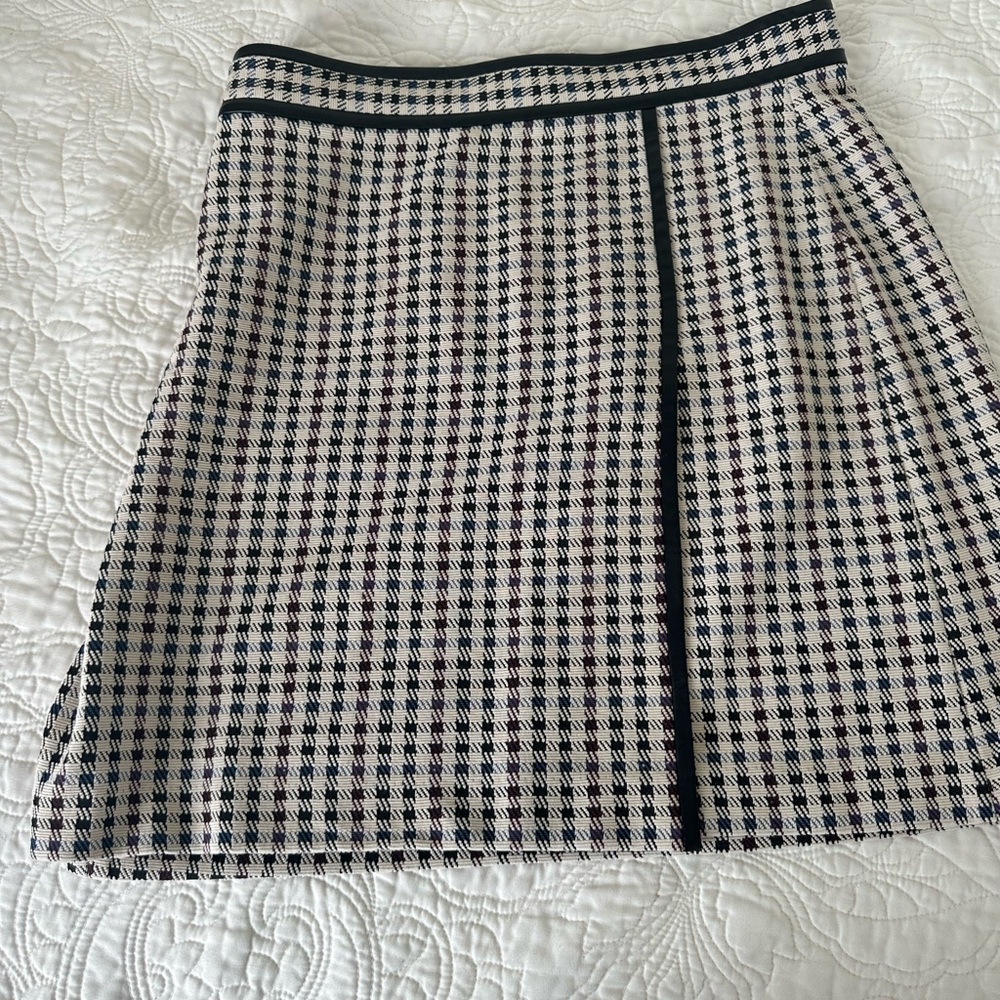 Black, blue, burgandy and cream Houndstooth Skirt